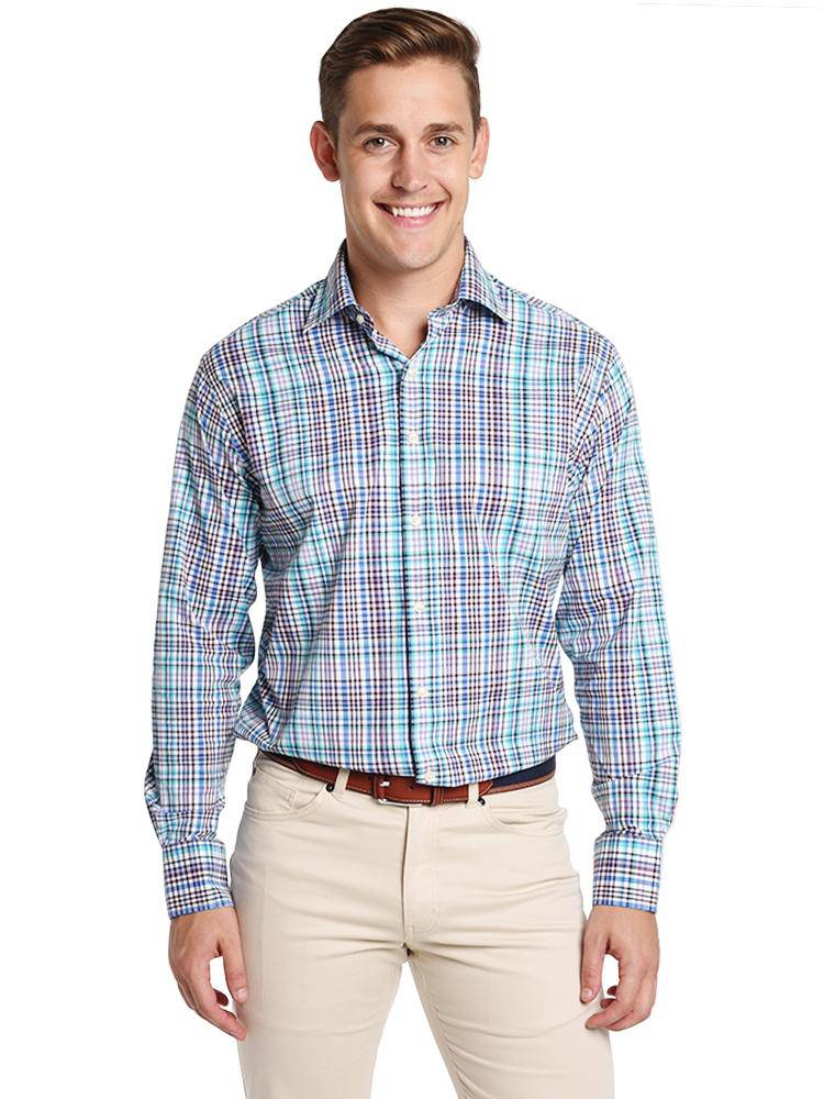  Peter Millar Men's Lucky Performance Plaid Woven Sport Shirt