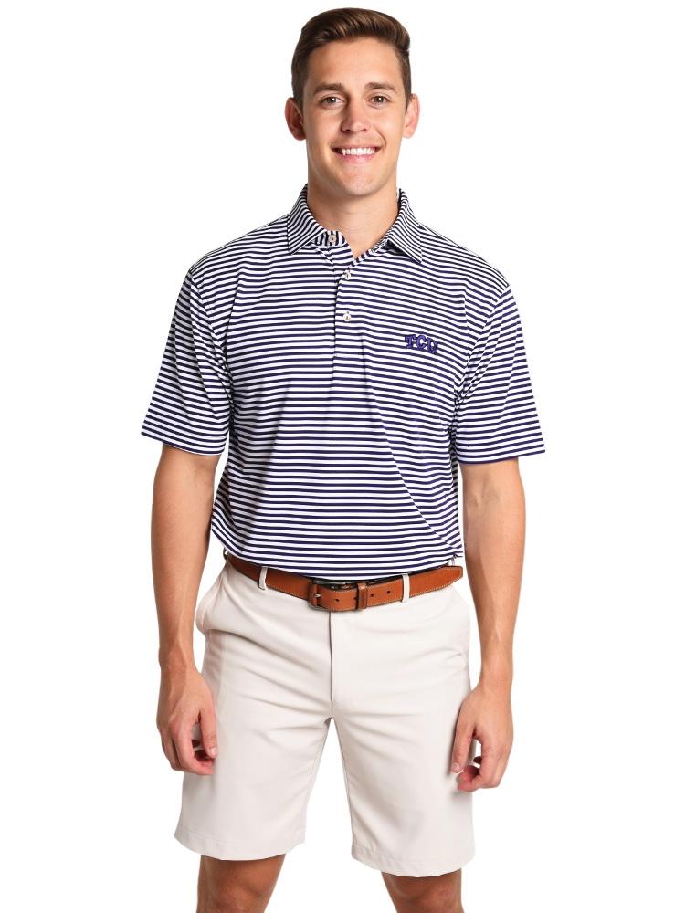  Peter Millar Men's Touchdown Stripe Stretch Mesh Jersey Polo