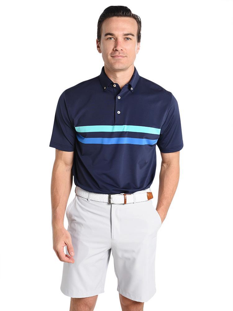 Peter Millar Men's Herman Engineer Stripe Stretch Jersey Polo