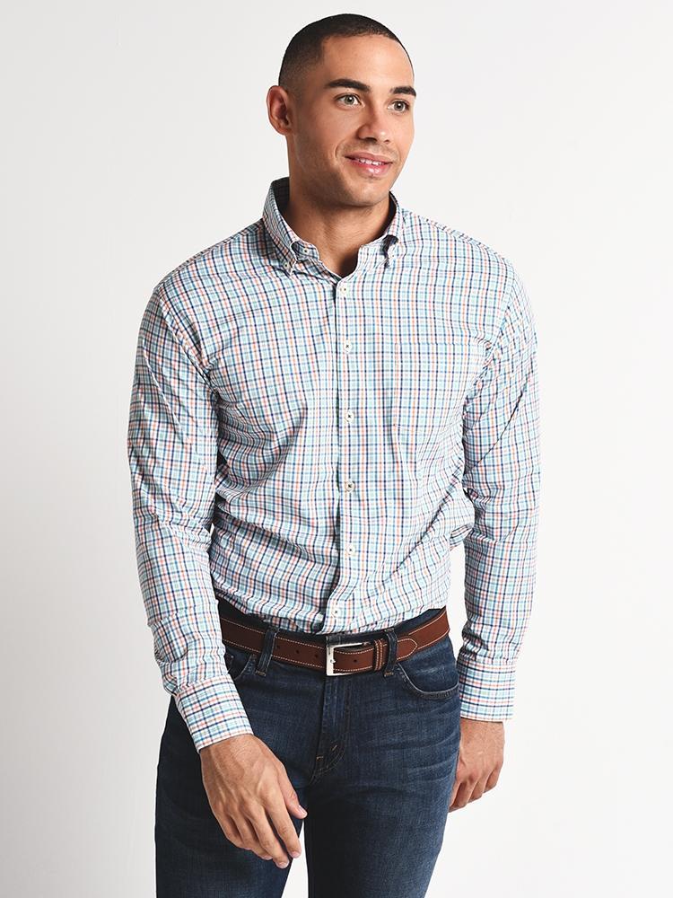  Peter Millar Lawson Performance Tattersall Woven Shirt