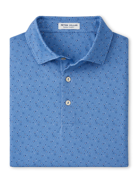  Peter Millar Costanzo Geo Performance Jersey Polo: Evening Tide