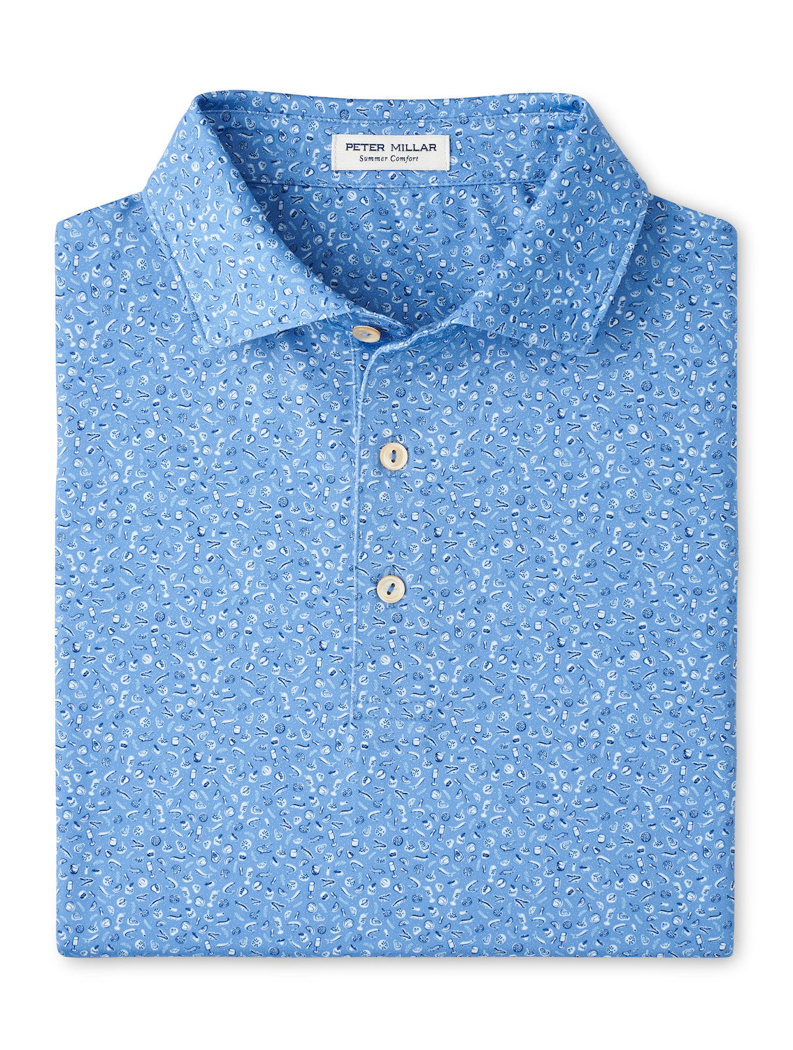  Peter Millar Champagne And Caviar Performance Jersey Polo "Lake Murray Dam Towers": Evening Tide